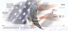 God Bless America Patriotic Eagle and Flag Check Designs Top-Stub Checks